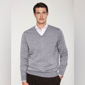 Ben Sherman Original 100% merino wool grey v-neck sweater, 2XL